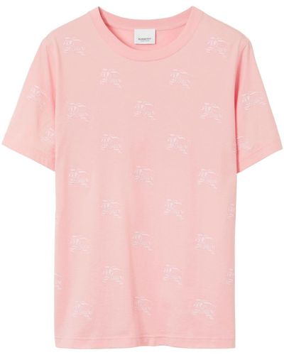 Burberry T-shirt Met Ronde Hals - Roze