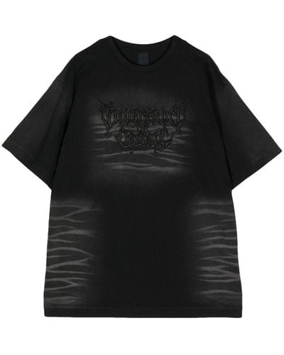 Juun.J Embroidered-motif Cotton T-shirt - Black