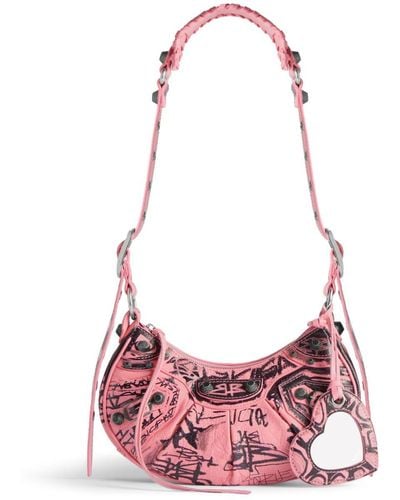 Balenciaga Le Cagole Xs Graffiti Shoulder Bag - Pink