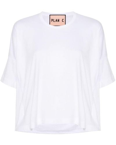 Plan C T-shirt en coton à design drapé - Blanc