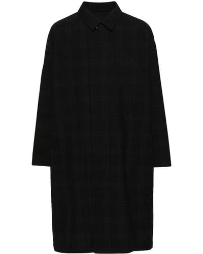 Lemaire Checked Wool Coat - Black
