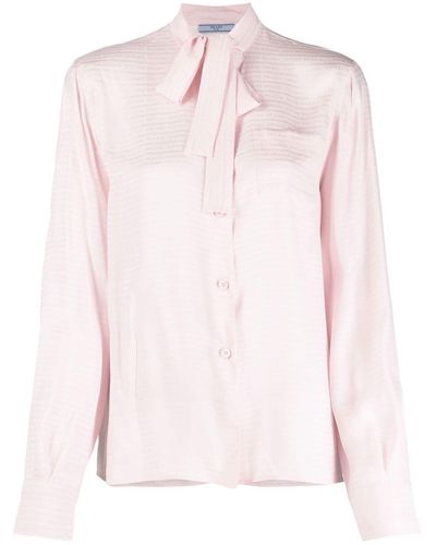 Prada Jacquard-Bluse mit Schleifenkragen - Pink