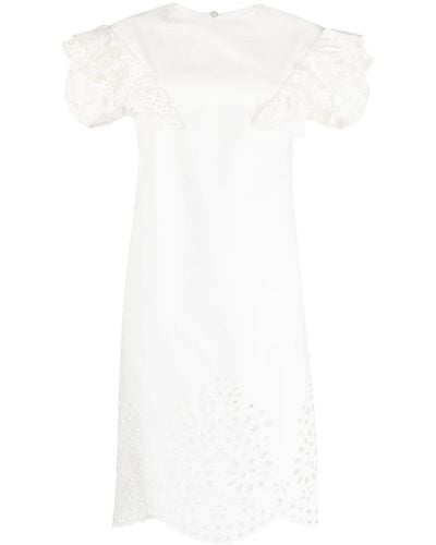Sportmax Open-knit Shift Midi Dress - White