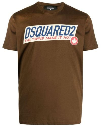 DSquared² T-shirt en laine à logo imprimé - Marron