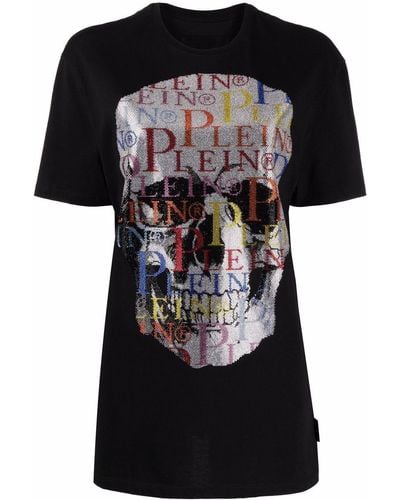 Philipp Plein T-shirt Met Doodskopprint - Zwart
