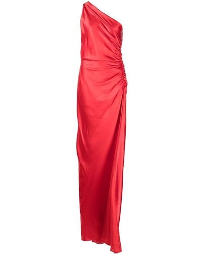 Michelle Mason Asym Silk Gown - Red