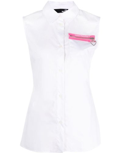 Love Moschino Pocket-detail Sleeveless Shirt - White