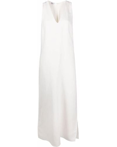 Brunello Cucinelli V-neck Sleeveless Dress - White