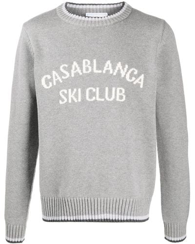 Casablancabrand Front Logo Crewneck Sweater - Gray