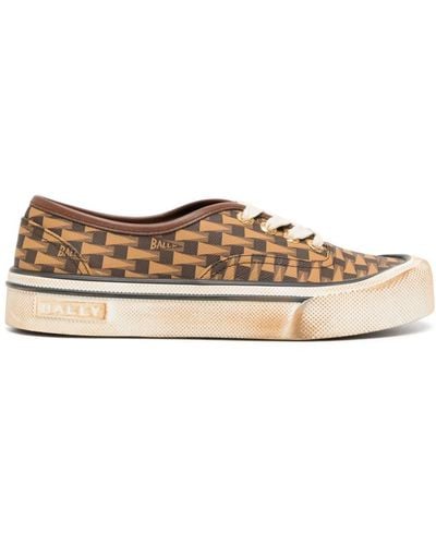 Bally Lyder Graphic-print Leather Trainers - Brown