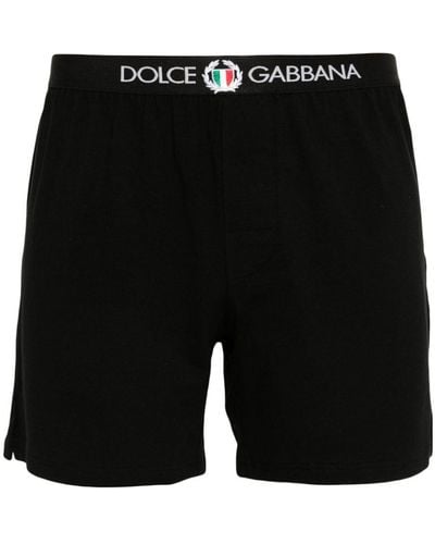 Dolce & Gabbana Crest-motif Cotton-blend Boxers - Black