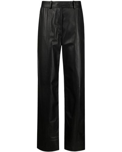 Simonetta Ravizza Wide-leg Leather Pants - Black