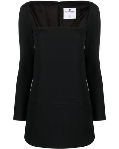 Courreges Square-neck Mini Dress - Black