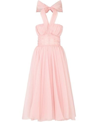 Dolce & Gabbana Halterneck Organza Midi Dress - Pink