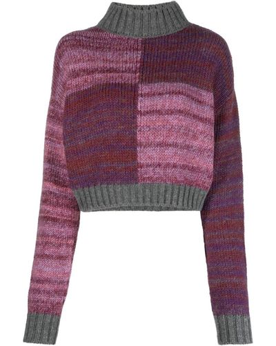 D'Estree Damien Mélange-effect Knitted Sweater - Purple