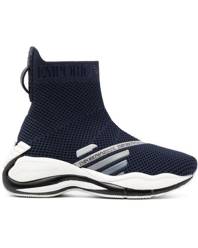 Emporio Armani Slip-On-Sneakers mit breiter Sohle - Blau