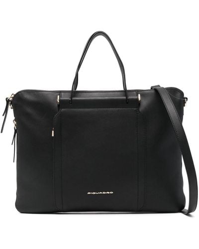 Piquadro Leather Laptop Bag (30cm X 40cm) - Black