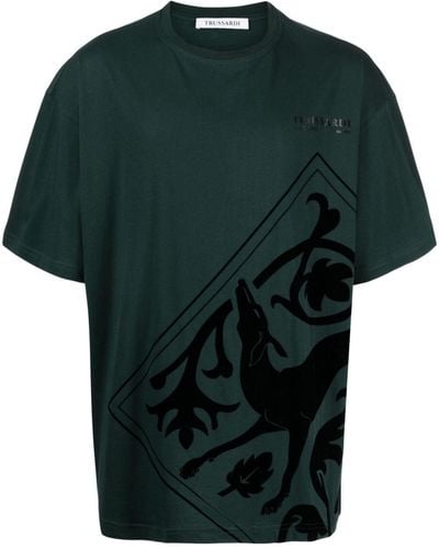 Trussardi T-shirt Met Grafische Print - Groen