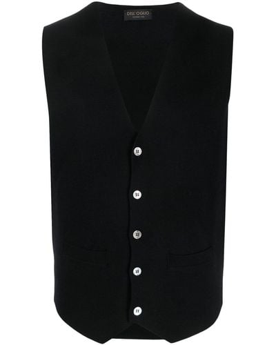 Dell'Oglio V-neck Fine-knit Vest - Black