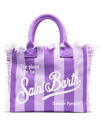 Mc2 Saint Barth Vanity Striped Beach Bag - Purple
