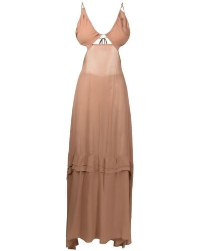 Amir Slama Cut-out Semi-sheer Maxi Dress - Brown