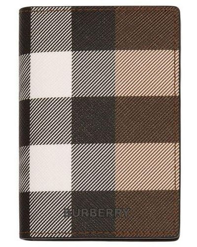 Burberry Porte-cartes pliant à carreaux - Blanc