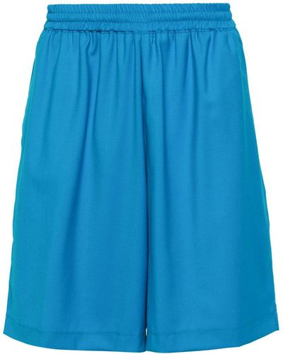 Bonsai Elasticated-waist Twill Shorts - Blue