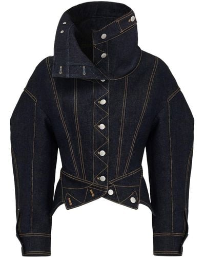 Alexander McQueen Chaqueta vaquera con manga cocoon - Azul