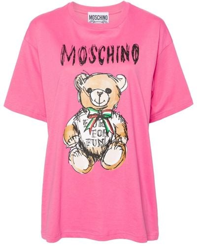 Moschino T-Shirt mit Teddy-Print - Pink