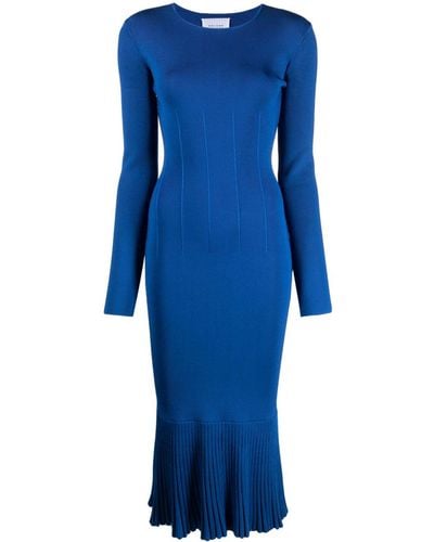 Galvan London Long-sleeve Ruffled Midi Dress - Blue