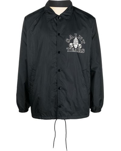 SAINT Mxxxxxx Logo-print Shirt Jacket - Black