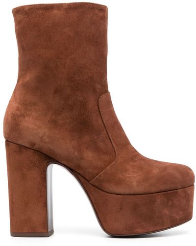 Casadei 130mm Suede Ankle Boots - Brown