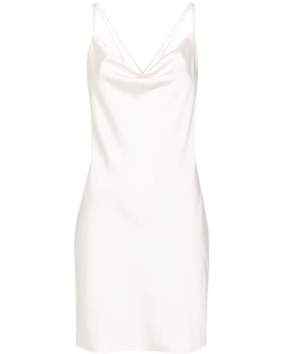 ROTATE BIRGER CHRISTENSEN Cow-neck Satin Mini Dress - Women's - Polyester/recycled Polyester - White
