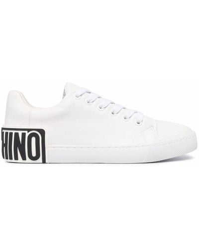 Moschino Logo-embossed Leather Trainers - White