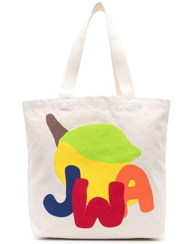 JW Anderson Logo-Print Cotton Tote Bag - White