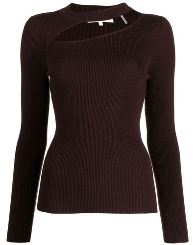 Diane von Furstenberg Cut-out Detailing Ribbed-knit Sweater - Brown