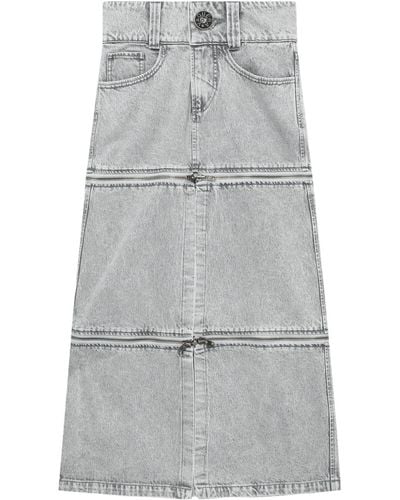VAQUERA Denim Midi Skirt - Grey