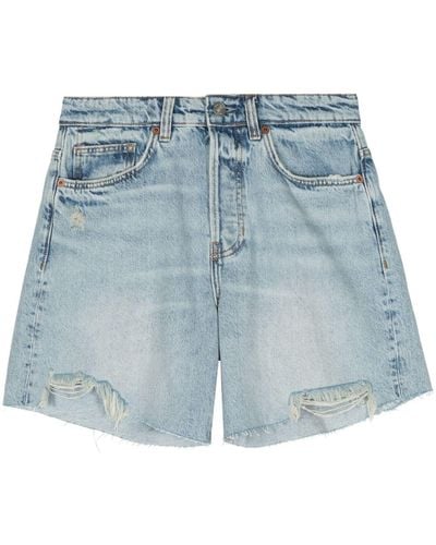 Reformation Halbhohe Raye Jeans-Shorts - Blau