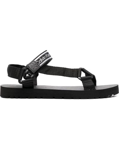 Calvin Klein Logo-print Touch Strap Sandals - Black