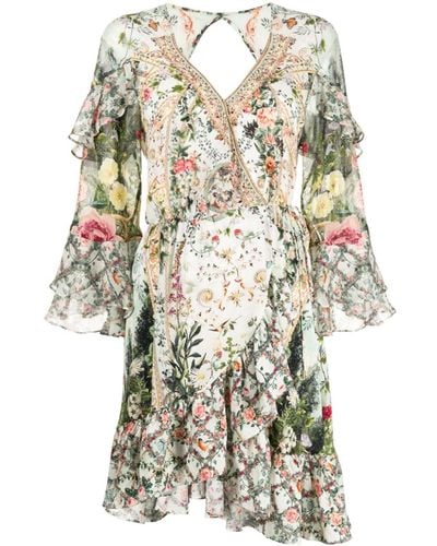 Camilla Renaissance Romance Silk Wrap Minidress - White