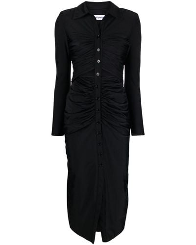 Self-Portrait Cut Out Midi Dress In Black Jersey With Ruffles
