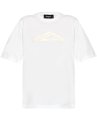 DSquared² Icon T-Shirt mit Logo-Prägung - Weiß