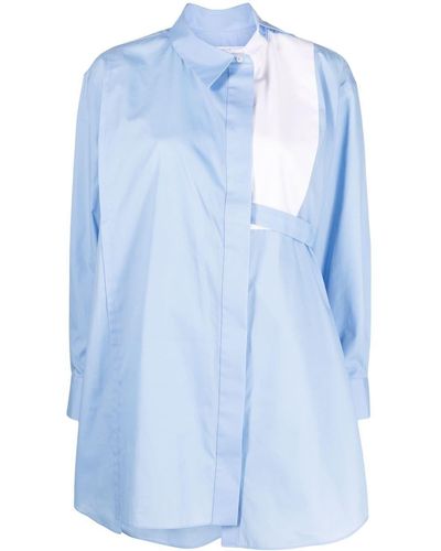 Sacai Robe-chemise à design asymétrique - Bleu