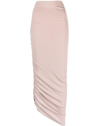 ANDAMANE Asymmetric Ruched Maxi Skirt - Pink
