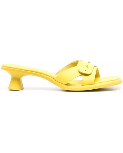 Camper Dina Low-heel Leather Sandals - Yellow