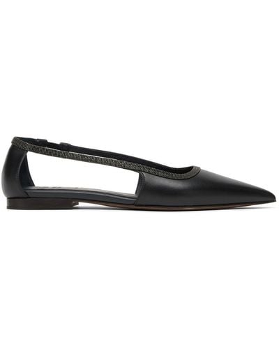 Brunello Cucinelli Monili-trim Cut-out Ballerina Shoes - Black