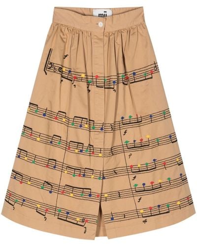 Mii Vivaldi Embroidered A-line Skirt - Natural