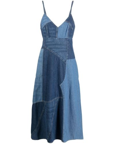 Polo Ralph Lauren Patchwork Denim Midi Dress - Blue
