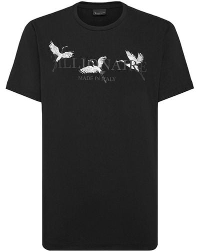 Billionaire Katoenen T-shirt Met Logoprint - Zwart