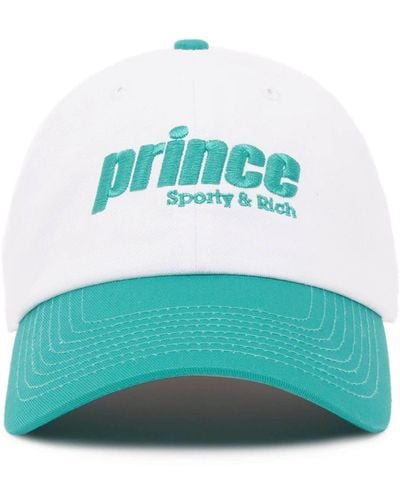 Sporty & Rich Prince Sporty Embroidered Cotton Cap - Blue